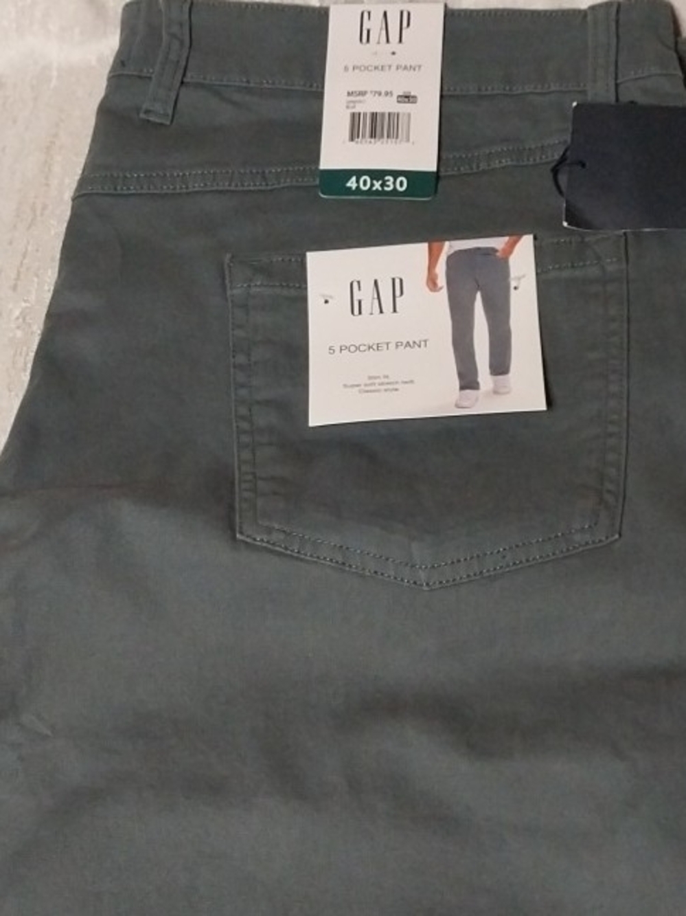 GAP Men's 5-Pocket Pants in Olive Green 40x30